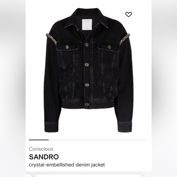 Sandro chrystal emblishes denim jacket - Picture 1 of 11